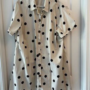 Polka Dot Short Sleeve Shift Dress